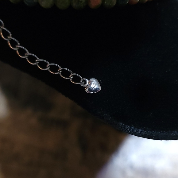 Natural Unakite and Sterling Necklace - Picture 6 of 7